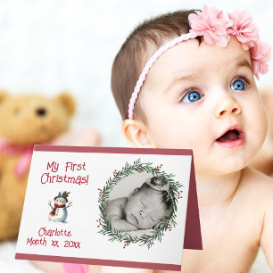 Baby's First Christmas Photo Card With Name