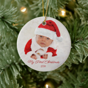 Baby's First Christmas Photo Ceramic Ornament