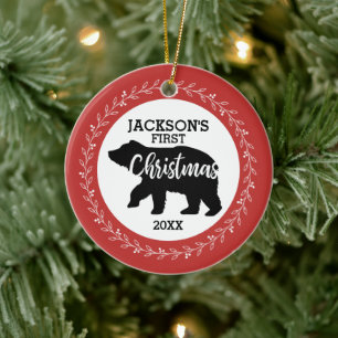Babys First Christmas Photo Ceramic Ornament