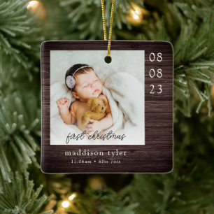 Baby's First Christmas Photo Ceramic Ornament
