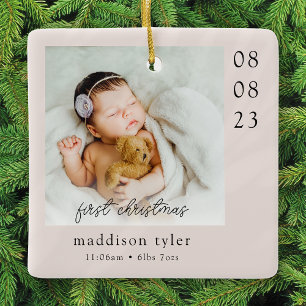 Baby's First Christmas Photo Ceramic Ornament