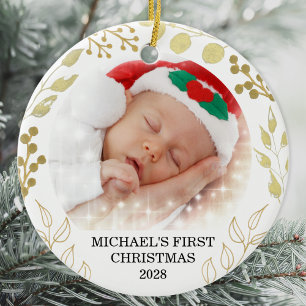 Baby's First Christmas Photo  Ceramic Tree Decoration
