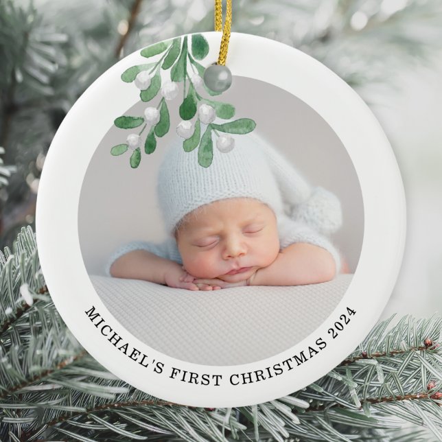 Baby's First Christmas Photo Ceramic Tree Decoration (Creator Uploaded)