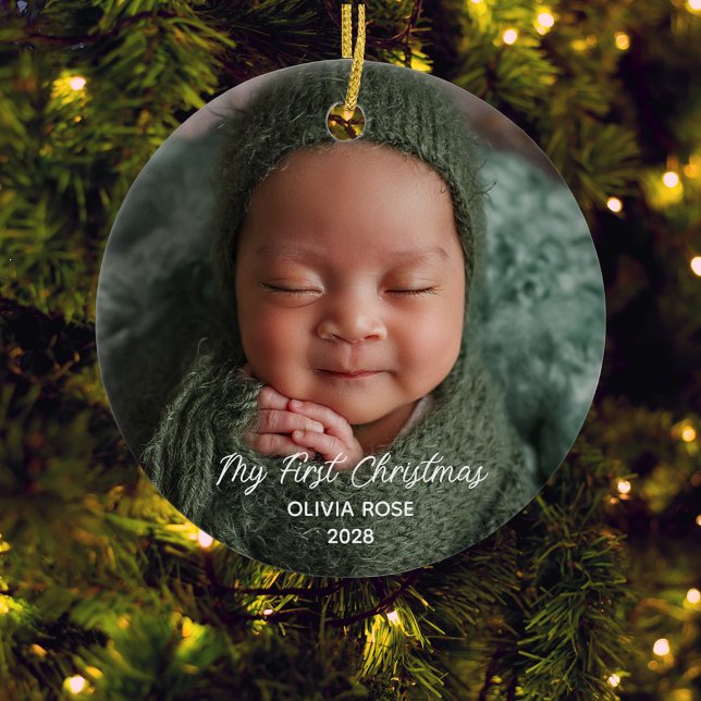 Babys First Christmas Photo Ceramic Tree Decoration (Creator Uploaded)