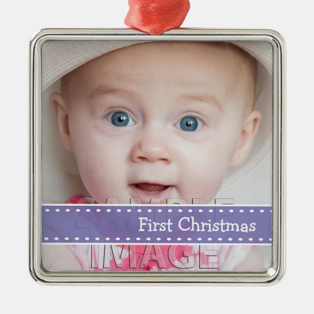 Babys First Christmas Photo Custom Ornament (Front)
