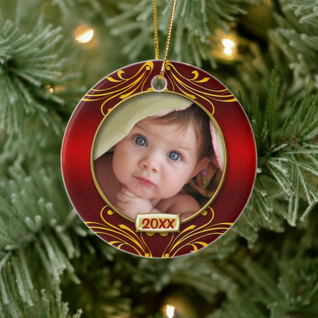 Baby's First Christmas Photo Frame Ceramic Tree Decoration (Tree)