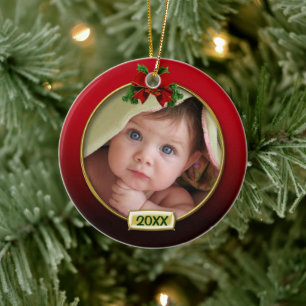 Baby's First Christmas Photo Frame Ceramic Tree Decoration