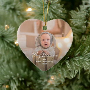 Baby's First Christmas Photo Heart Ceramic Tree Decoration