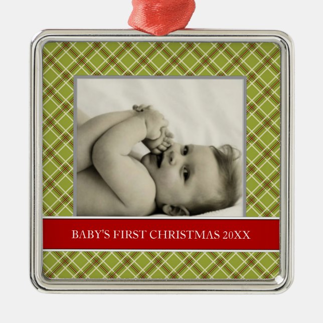 Baby's First Christmas Photo Holiday Ornaments (Front)