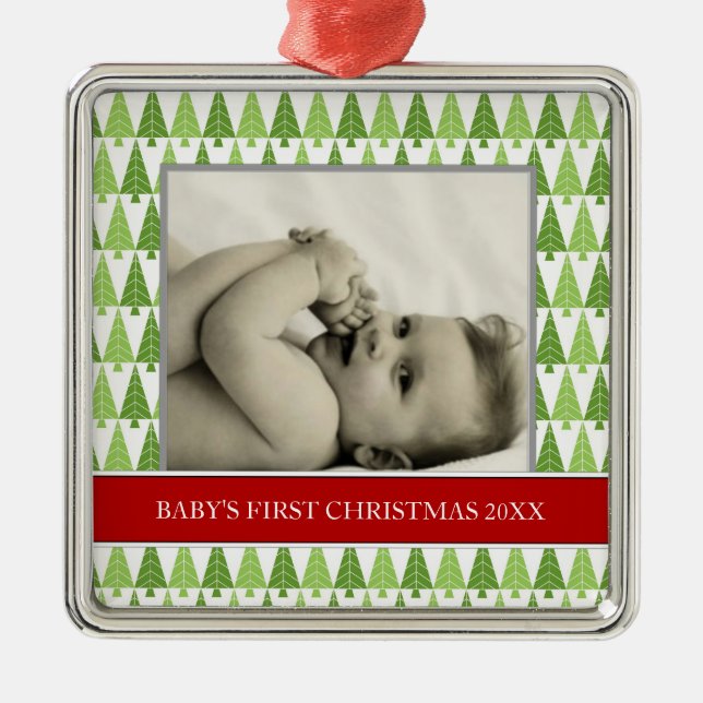 Baby's First Christmas Photo Holiday Ornaments (Front)