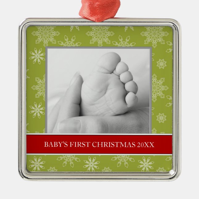 Baby's First Christmas Photo Holiday Ornaments (Front)