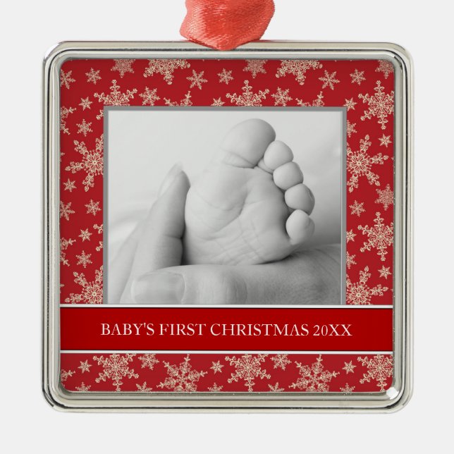 Baby's First Christmas Photo Holiday Ornaments (Front)