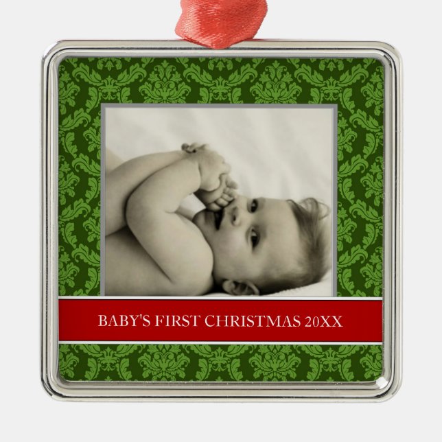Baby's First Christmas Photo Holiday Ornaments (Front)