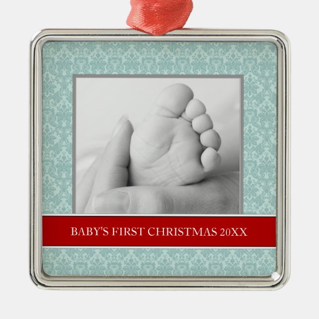 Baby's First Christmas Photo Holiday Ornaments (Front)