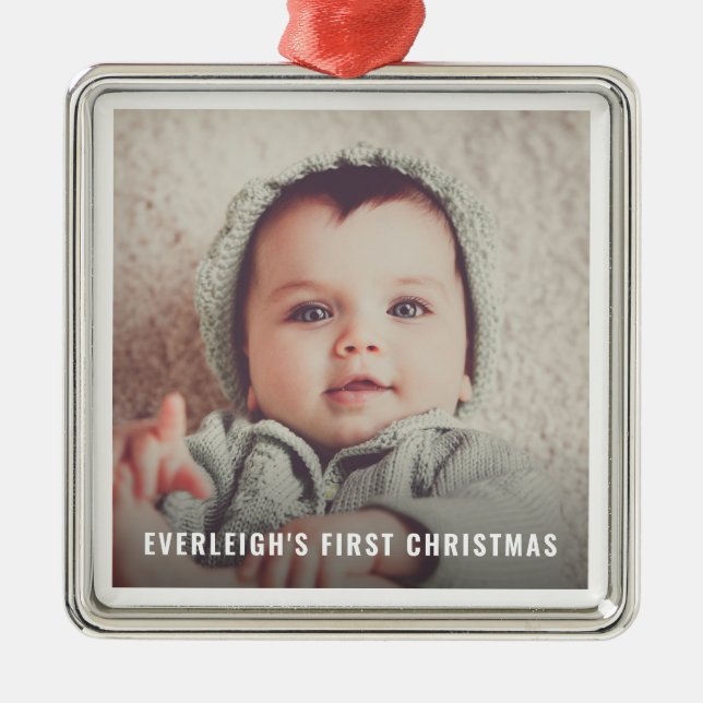 Baby's First Christmas Photo Keepsake Metal Tree Decoration (Front)
