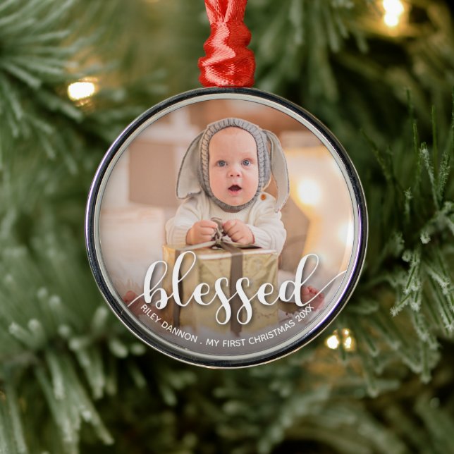Baby's First Christmas Photo Metal Tree Decoration (Tree)