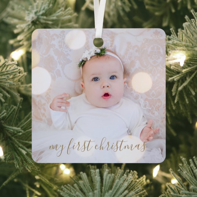 Baby's First Christmas Photo Metal Tree Decoration (Insitu)