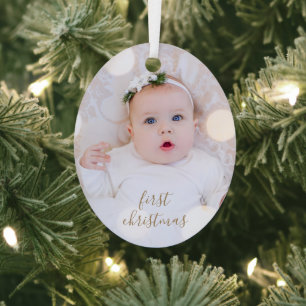 Baby's First Christmas Photo Metal Tree Decoration