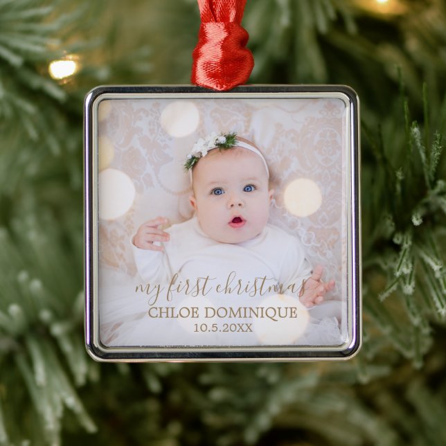 Baby's First Christmas Photo Metal Tree Decoration (Tree)
