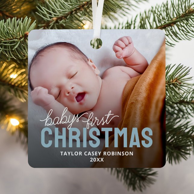 Babys First Christmas Photo Metal Tree Decoration (Creator Uploaded)