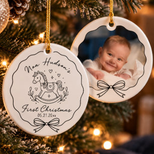 Baby's First Christmas Photo Minimalist Newborn Ceramic Tree Decoration