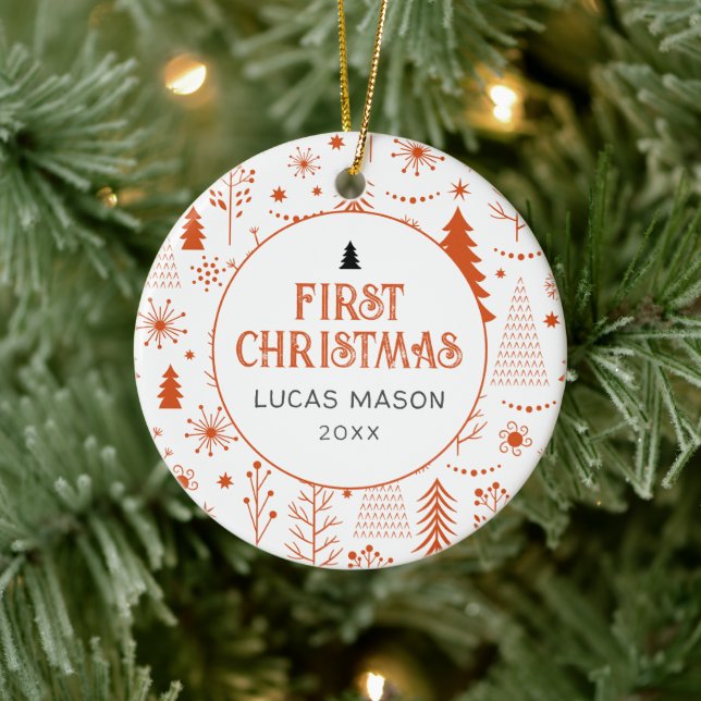 Baby's First Christmas Photo Modern Ceramic Tree Decoration (Tree)