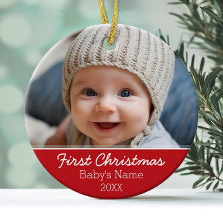 Baby's First Christmas Photo - Modern Minimalist Ceramic Tree Decoration