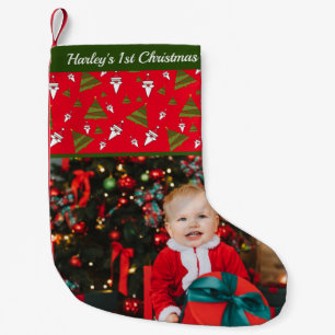 Baby's First Christmas Photo Monogram Cute Small Christmas Stocking