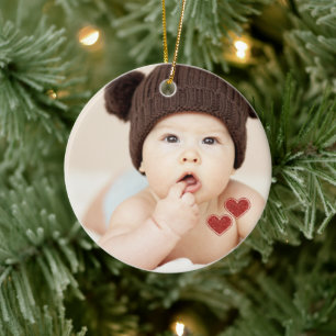 Baby's First Christmas Photo Name Ceramic Tree Decoration