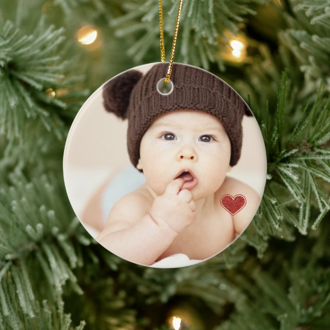 Baby's First Christmas Photo Name  Ceramic Tree Decoration (Tree)