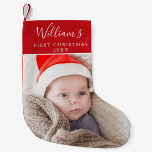 Baby's First Christmas Photo Name Small Christmas Stocking