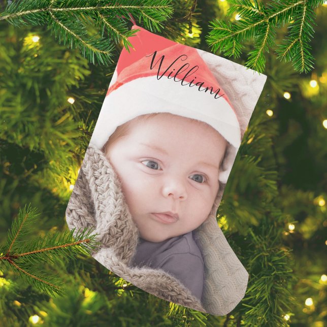 Baby's First Christmas Photo Name Small Christmas Stocking (Baby's First Christmas Photo Name Small Christmas Stocking)