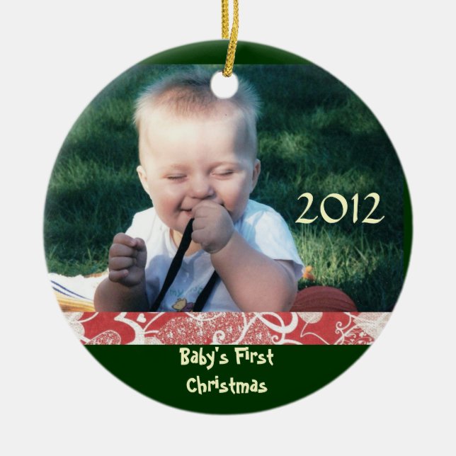 Baby's First Christmas Photo Ornament (Front)