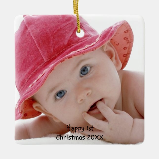 Baby's First Christmas Photo Ornament (Front)