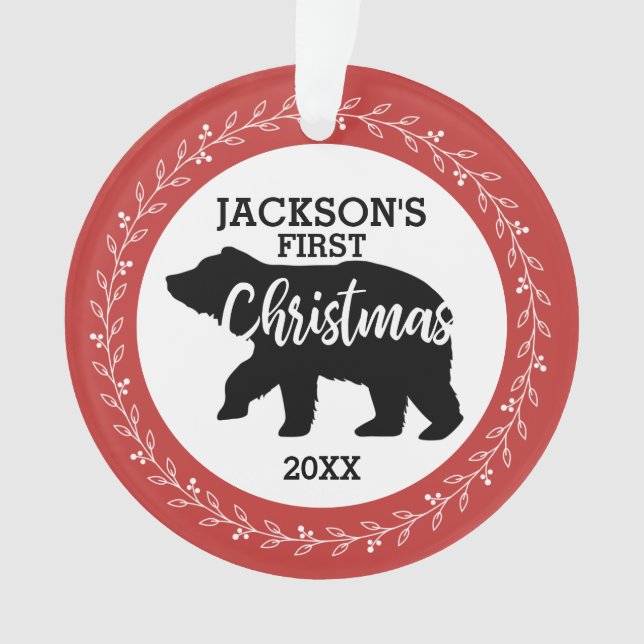 Babys First Christmas Photo Ornament (Front)