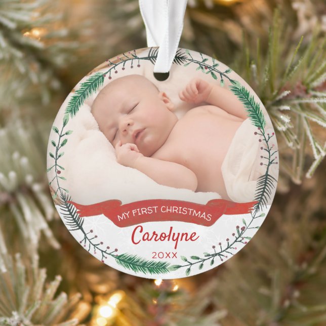 Baby's First Christmas Photo Ornament (Tree)