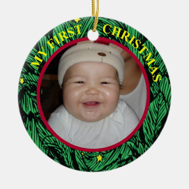 Baby's First Christmas Photo Ornament (Front)