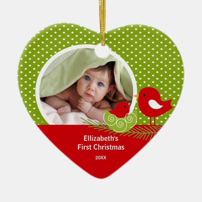Babys First Christmas Photo Ornament Baby Bird (Front)