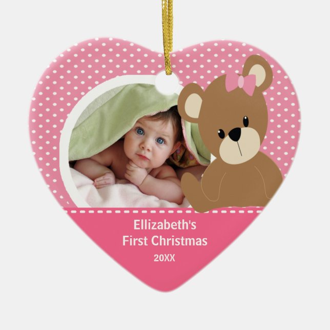 Babys First Christmas Photo Ornament Bear (Front)