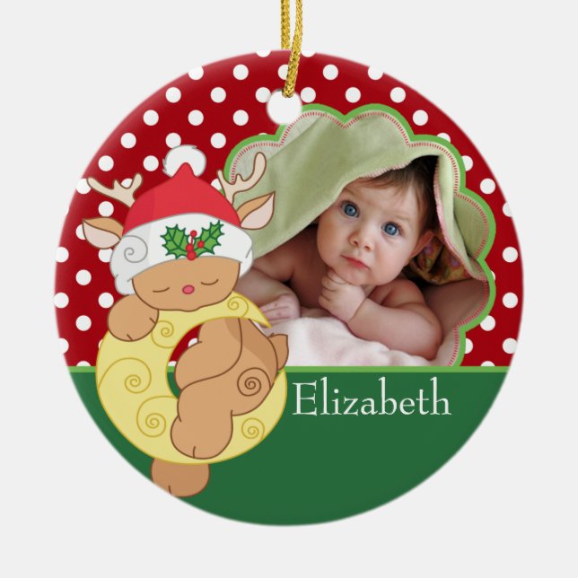 Baby's First Christmas Photo Ornament Deer (Front)