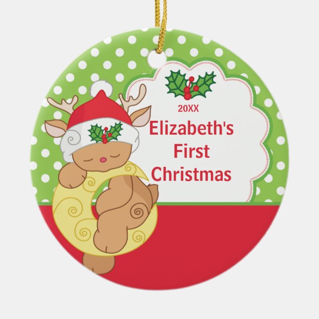 Babys First Christmas Photo Ornament Deer (Front)