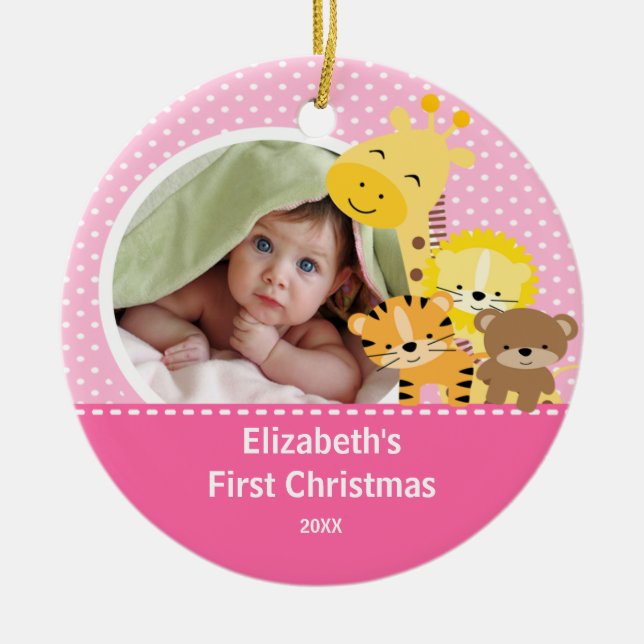 Babys First Christmas Photo Ornament Giraffe (Front)
