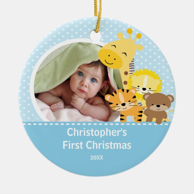 Babys First Christmas Photo Ornament Giraffe (Front)