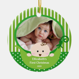 Babys First Christmas Photo Ornament Little Pea
