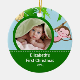 Baby's First Christmas Photo Ornament Monkey