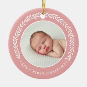 Baby's First Christmas Photo Ornament Peach