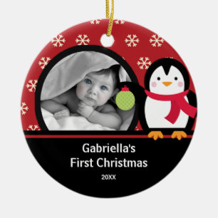 Babys First Christmas Photo Ornament Penguin
