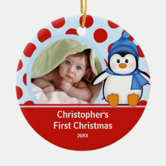 Baby's First Christmas Photo Ornament Penguin
