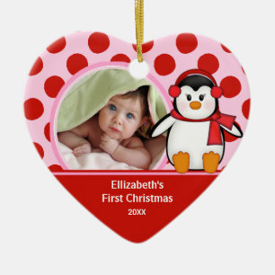 Babys First Christmas Photo Ornament Penguin