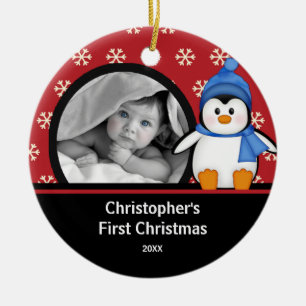 Babys First Christmas Photo Ornament Penguin